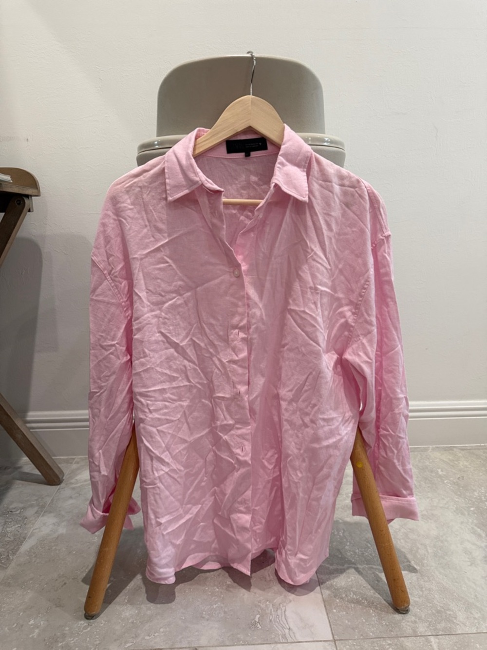 Zara Light Pink Button-Up Line Shirt